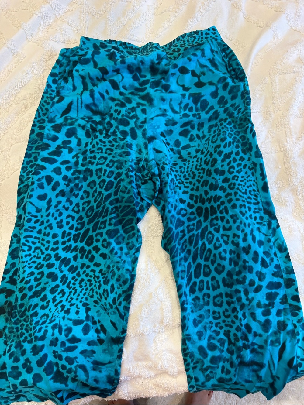 Tezenis Teal Animal Print Wide-Leg Pants